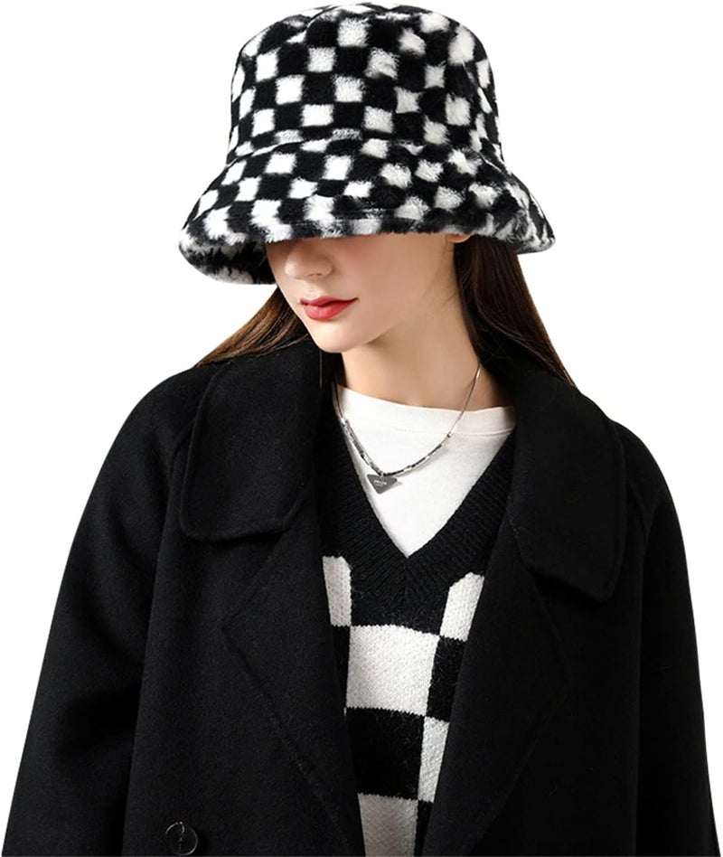 BEARUN Winter Faux Fur Furry Bucket Hat Fluffy Fuzzy Warm Hat Plush Fisherman Hat for Women Men Teens Girls - Image 3